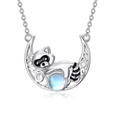 Sterling Silver Moonstone Celtic Knot Raccoon Otter Pig Dolphin Cow Pendant Necklace Birthday Mother's Day Gift