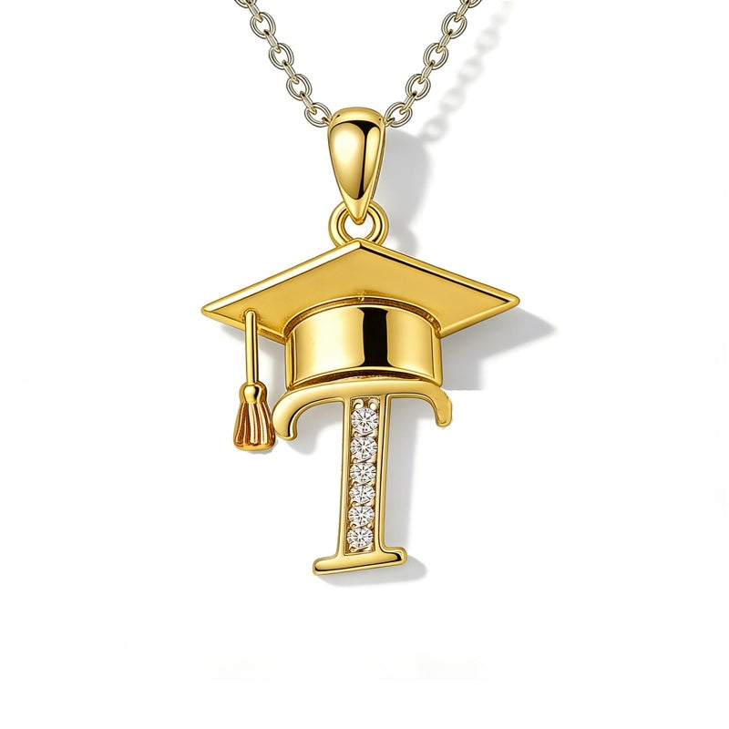 Initial  Graduation 14K Gold Plated Inspiring Grad Pendant Necklace Graduations Jewelry Gifts