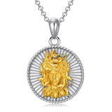 925 Sterling Silver Gold Medusa Goddess Amulet Pendant Necklace