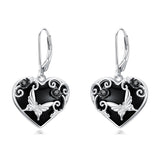 Sterling Silver Black Obsidian Snake Hummingbird Butterfly Dragonfly Leverback Earrings