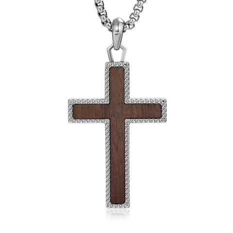14K Gold Plated Wooden Cross Necklace Jewelry Gift for Him