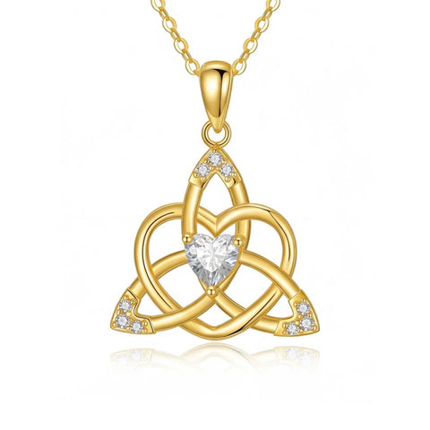 14K Gold Plated Celtic Knot Pendant Necklace Irish Jewelry Gift for Her