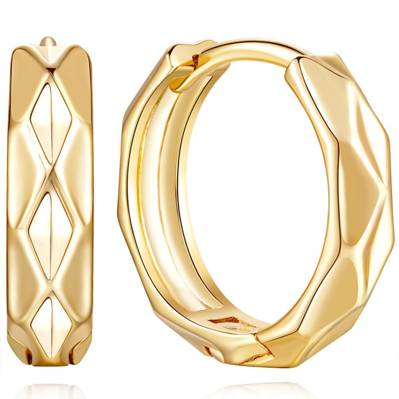 14K Gold Plated Classic Huggie Earrings for Women