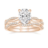 14K Gold Plated 3CT Oval Cut Twisting Infinity Pave Engagement Bridal Ring Sets  for Women