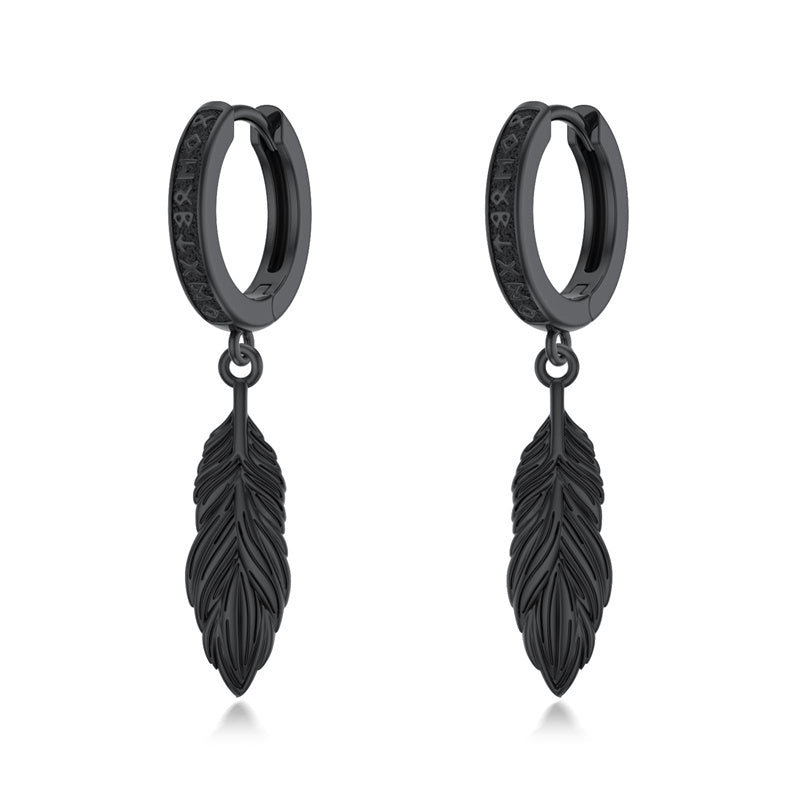 Sterling Silver Feather Arrowhead Axe Hoop Earrings