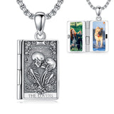 Sterling Silver Sun Moon Lovers Tarot Card Photo Locket Necklace