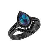 Sterling Silver 3.0CT Pear-Shaped Wedding  Engagement Ring Set For Women