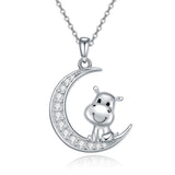 Sterling Silver Cubic Zirconia Hippo Pendant Necklace