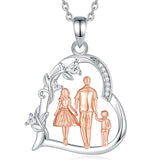 Sterling Silver Cubic Zirconia Mother Daughter Father Daughter Pendant Necklace