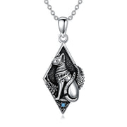 925 Sterling Silver Egyptian Cat Pendant Necklace