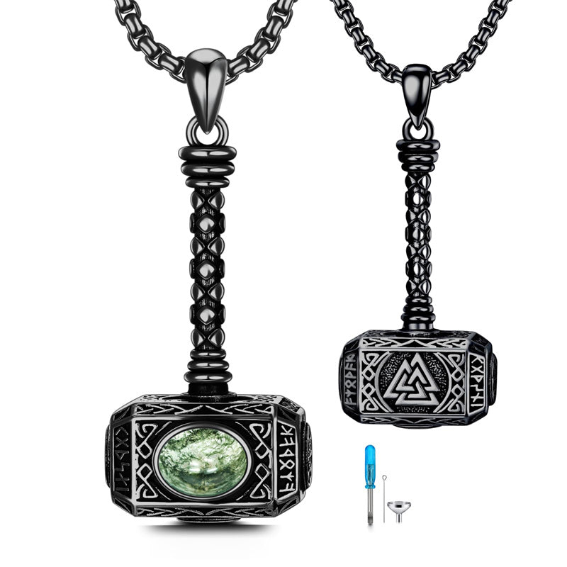 Sterling Silver Thors Hammer Urn Necklace for Ashes