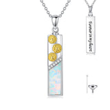 Sterling Silver  Opal Personalized Engraved Bar Pet  Butterfly Dragonfly Tree of Life  Urn Necklace for Ashes