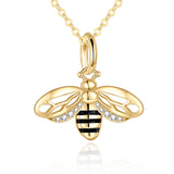 14K Yellow Gold Honey Bee Pendant Necklace