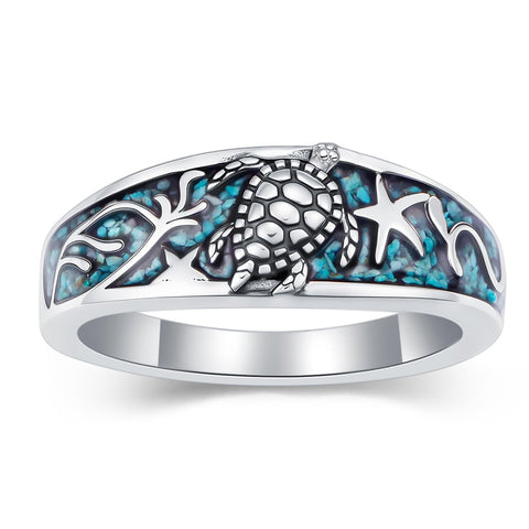 Sterling Silver Turquoise  Dragonfly Hummingbird Turtle Butterfly Mountain Celtic Knot Lotus Ring  Gifts for Women