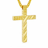 Bible Verse 14K Gold Plated American Flag Cross Necklace for Men