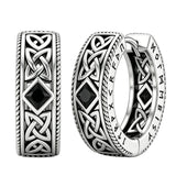 14K Gold Plated  Cubic Zircon Norse Viking Runes Hoop Earrings Viking Jewelry Gift for Men