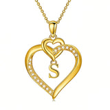 Heart Initial A-Z Pendant Necklace for 14K Gold Plated Women Initials Jewelry Gifts
