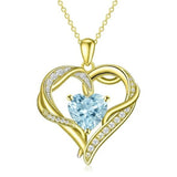 14K Gold  Plated 12 Months Birthstone Forever Love Heart Necklace Birthday Anniversary Wedding Gift