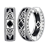 14K Gold Plated  Cubic Zircon Norse Viking Runes Hoop Earrings Viking Jewelry Gift for Men