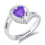 Sterling Silver Personalized Birthstone Engraved High School College Class Ring Graduation Jewelry