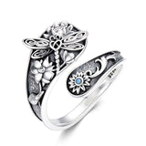 Sterling Silver Oxidized Dragonfly Butterfly Hummingbird Sea Turtle Anchor Cross Tree of Life Sunflower Spoon Ring