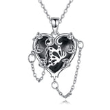 Witches Heart Pendant Necklace 925 Sterling Silver Gothic Jewelry Goth Halloween Gifts for Women