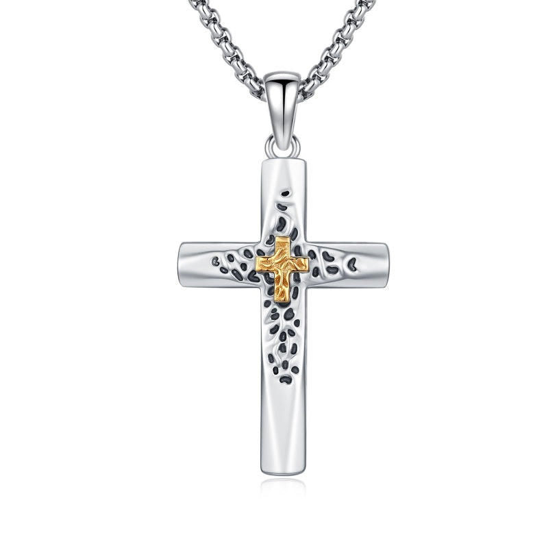 14K Gold Plated Cross Pendant Necklace Protection Jewelry Religious Gift