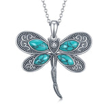 925 Sterling Silver Turquoise Dragonfly Pendant Necklace