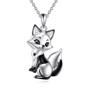 Fox Necklace for Women Sterling Silver Cartoon Fox Pendant Necklace Cute Fox Jewelry Gifts for Mother Daughter