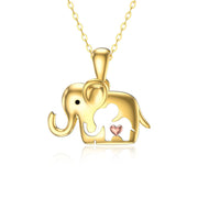 14K Yellow Gold Elephant Pendant Necklace