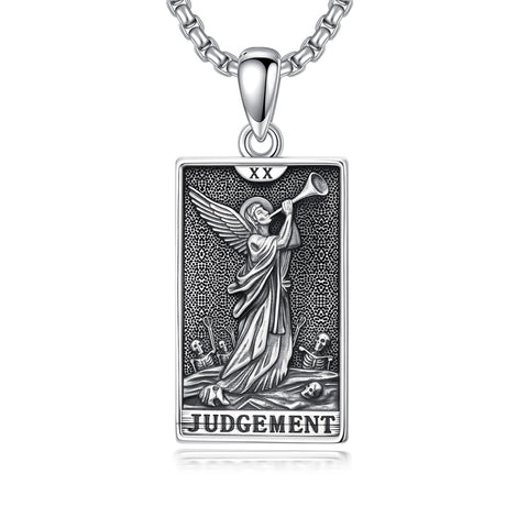Sterling Silver Lovers Hierophant Magician Three of Swords Wheel of Fortune SkeletonTarot Card Pendant Necklace
