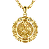 14K Gold Plated Patron Saint Necklace Saint Medal Catholic Amulet Jewelry