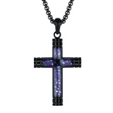 14K Gold Plated Wooden Abalone Shell Cross Pendant Necklacefor Men