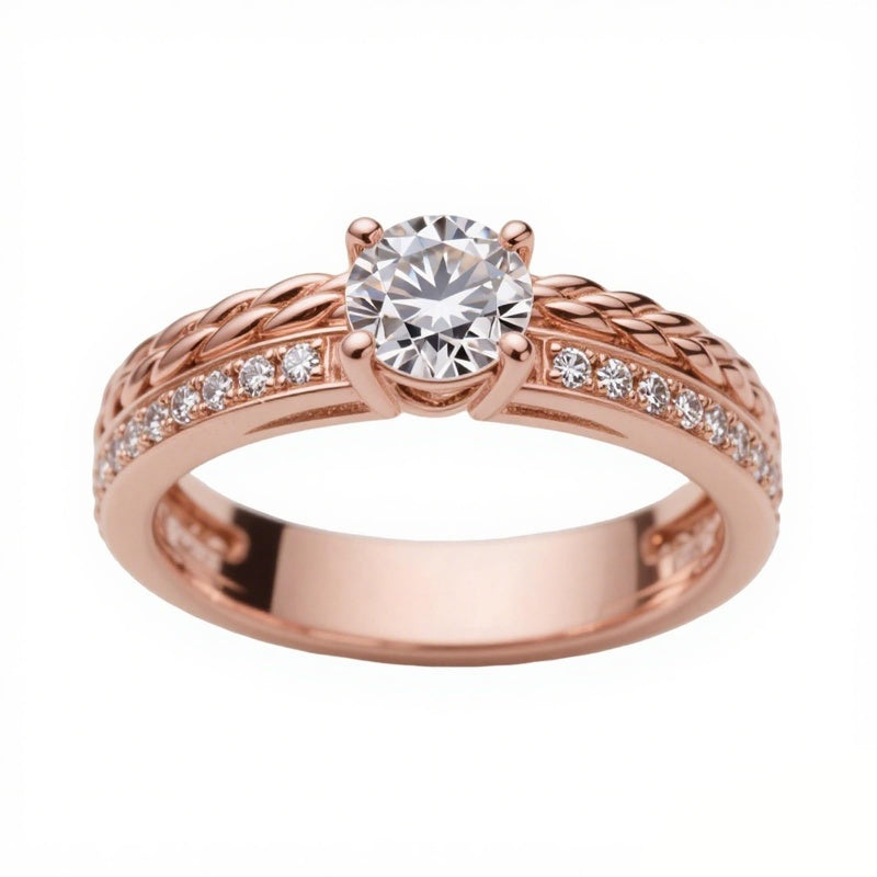 Sterling Silver 10K 14K 18K Gold Personalized Engraved 1-3 Carat Round Moissanite   Anniversary  Engagement Ring