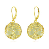 14K Gold Plated Natural Jade  Earrings for Women Good Fortune Jewelry Birthday Mother's Day Gifts
