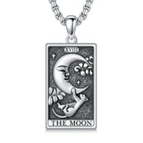 Sterling Silver Cat Moon Tarot Card Pendant Necklace