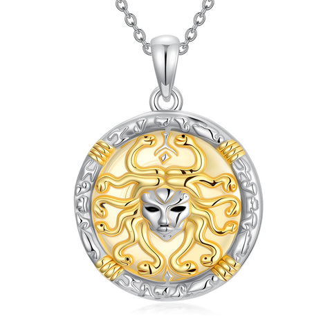 Sterling Silver Medusa Triple Moon Goddess Athena Pendant Necklace for Women