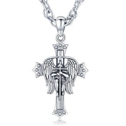 Archangel Michael in Cross Necklace 925 Silver Saint Michael Christian Pendant Necklace Faith Cross Necklace for Men Women