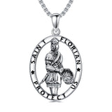 Sterling Silver  Virgin Mary Saint Florian Saint Jude Saint Michael Saint Benedict Amulet Protection Pendant Necklace