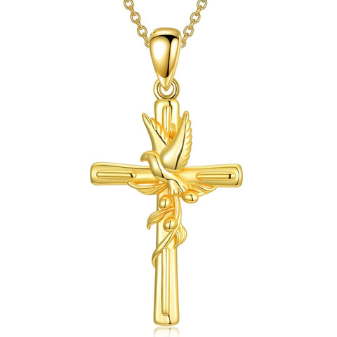 14K Gold Plated Cross Pendant Necklace for Women