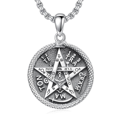 Sterling Silver Triple Moon Goddess Tetragrammaton Lilith Hecate  Pagan Wiccan Amulet Pendant Necklace