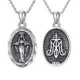 925 Sterling Silver Virgin Mary Goddess Amulet Pendant Necklace