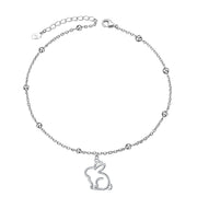 Rabbit Anklet for Women S925 Sterling Silver Adjustable Foot Chain Ankle Bracelet Anklets Jewelry