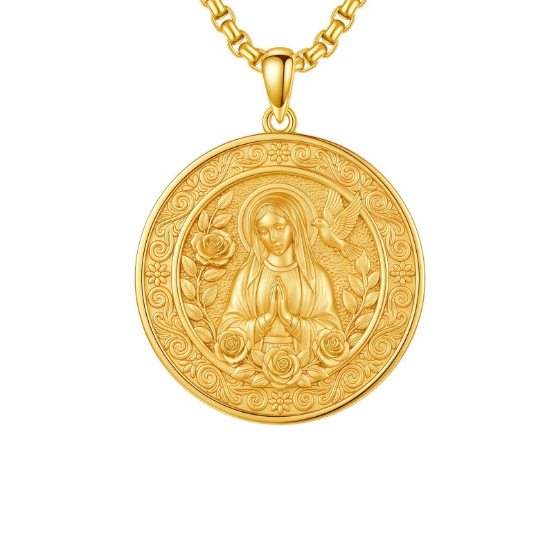 14K Gold Plated Patron Saint Necklace Saint Medal Catholic Amulet Jewelry