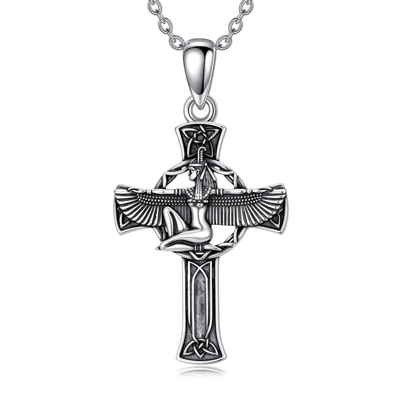 Sterling Silver Medusa Goddess Hand & Heart Ma’at Goddess Nefertiti Goddess Religious Pendant Necklace