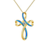 14K Gold Plated Faith Cross Pendant Necklace Religious Gifts for Women
