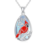 Sterling Silver Moonstone  Blue Jay  Cardinal Pendant Necklace