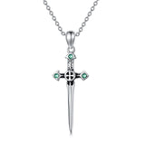 Sterling Silver Dagger Necklace Cross Dagger Evil Eye Dagger Evil Eye Pendant Necklace