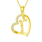 14K Gold Father Daughter Heart Pendant Necklace From Dad I Love You Forever