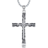 Sterling Silver Cross Religious Necklace for Men